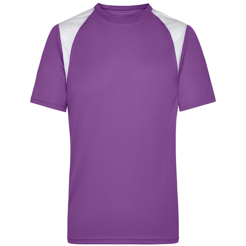 James & Nicholson Pánské běžecké tričko s krátkým rukávem JN397 - Fialová / bílá | L