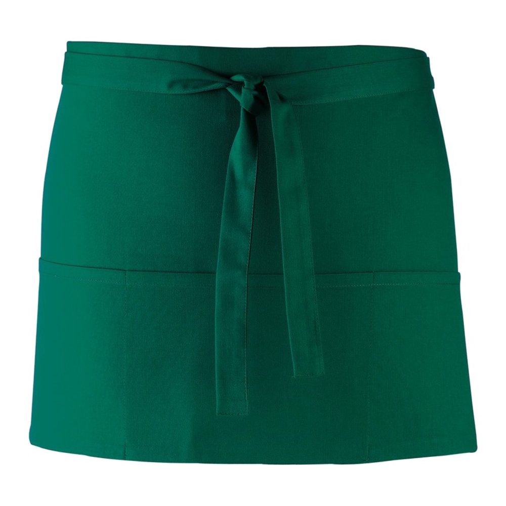 Premier Workwear Krátká číšnická zástěra s kapsami - Lahvově zelená
