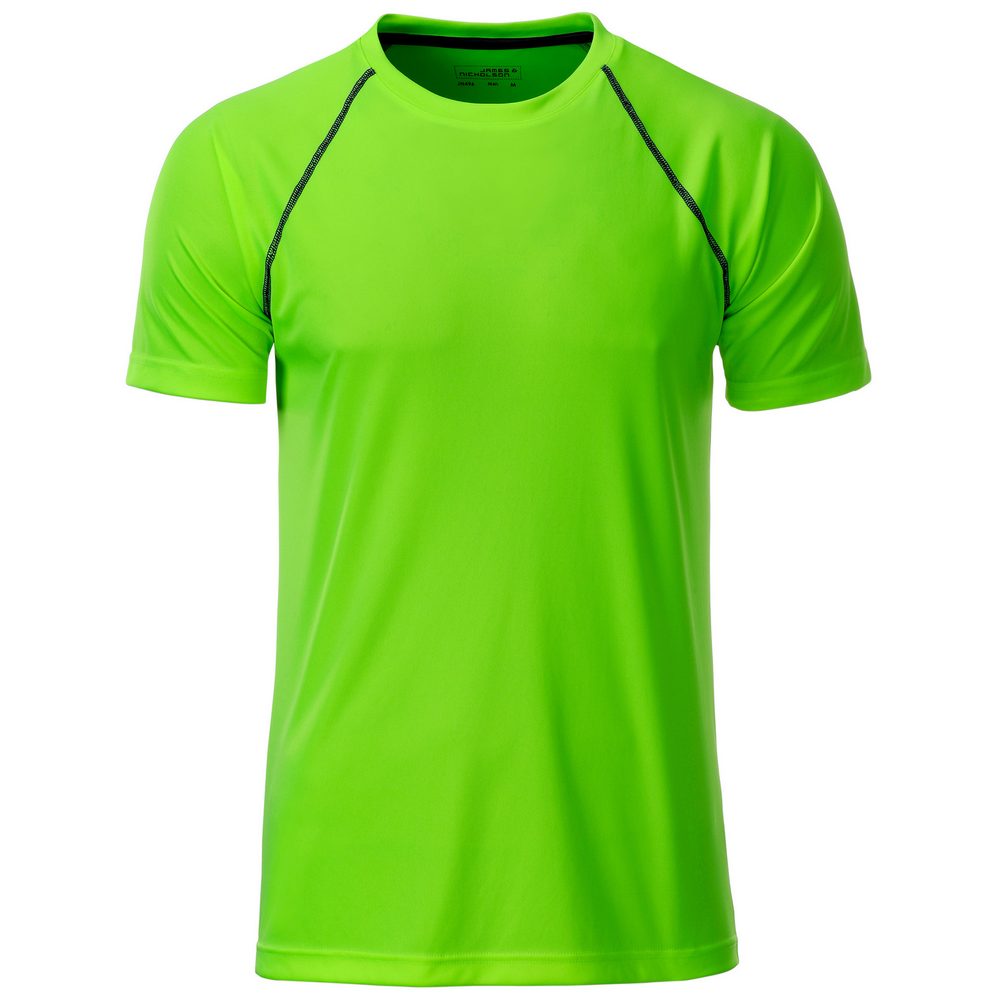 James & Nicholson Pánské funkční tričko JN496 - Jasně zelená / černá | S