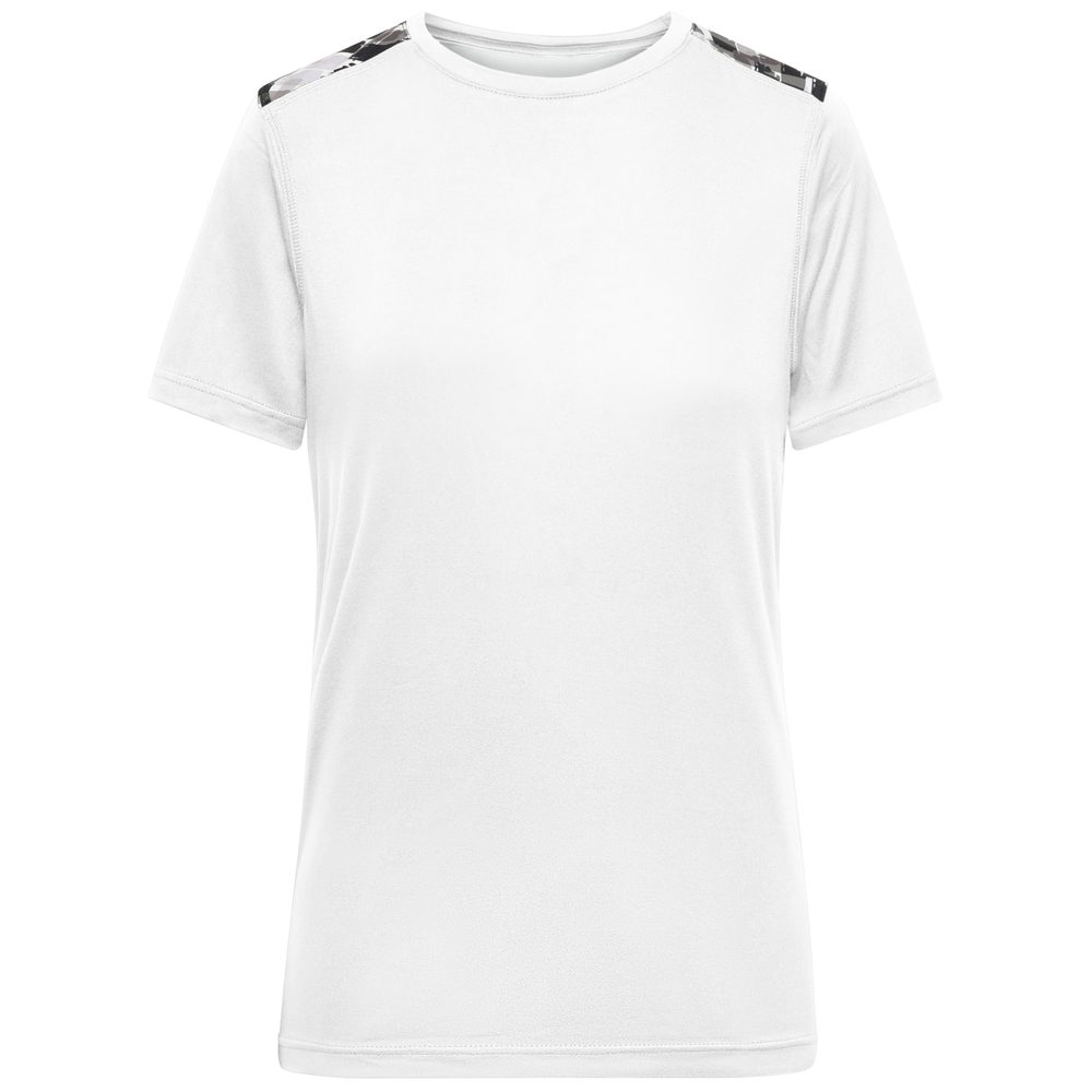 James & Nicholson Dámske športové tričko JN523 - Biela / čierno potlačená | XXL