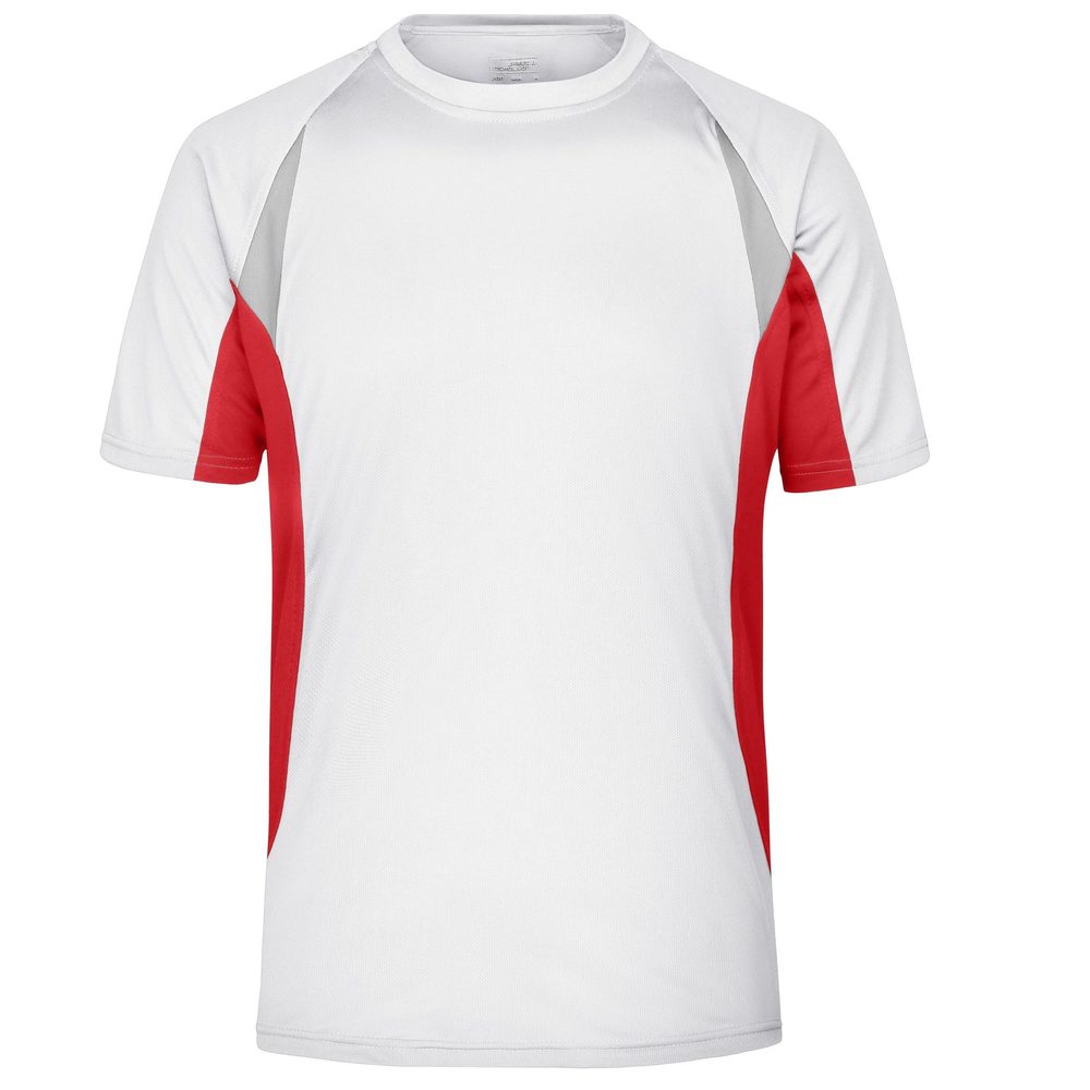 James & Nicholson Pánske funkčné tričko s krátkym rukávom JN391 - Biela / červená | L