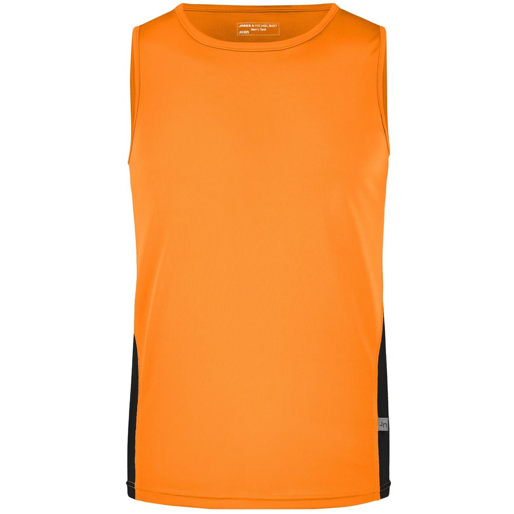James & Nicholson Pánské sportovní tričko bez rukávů JN305 - Oranžová / černá | XXL