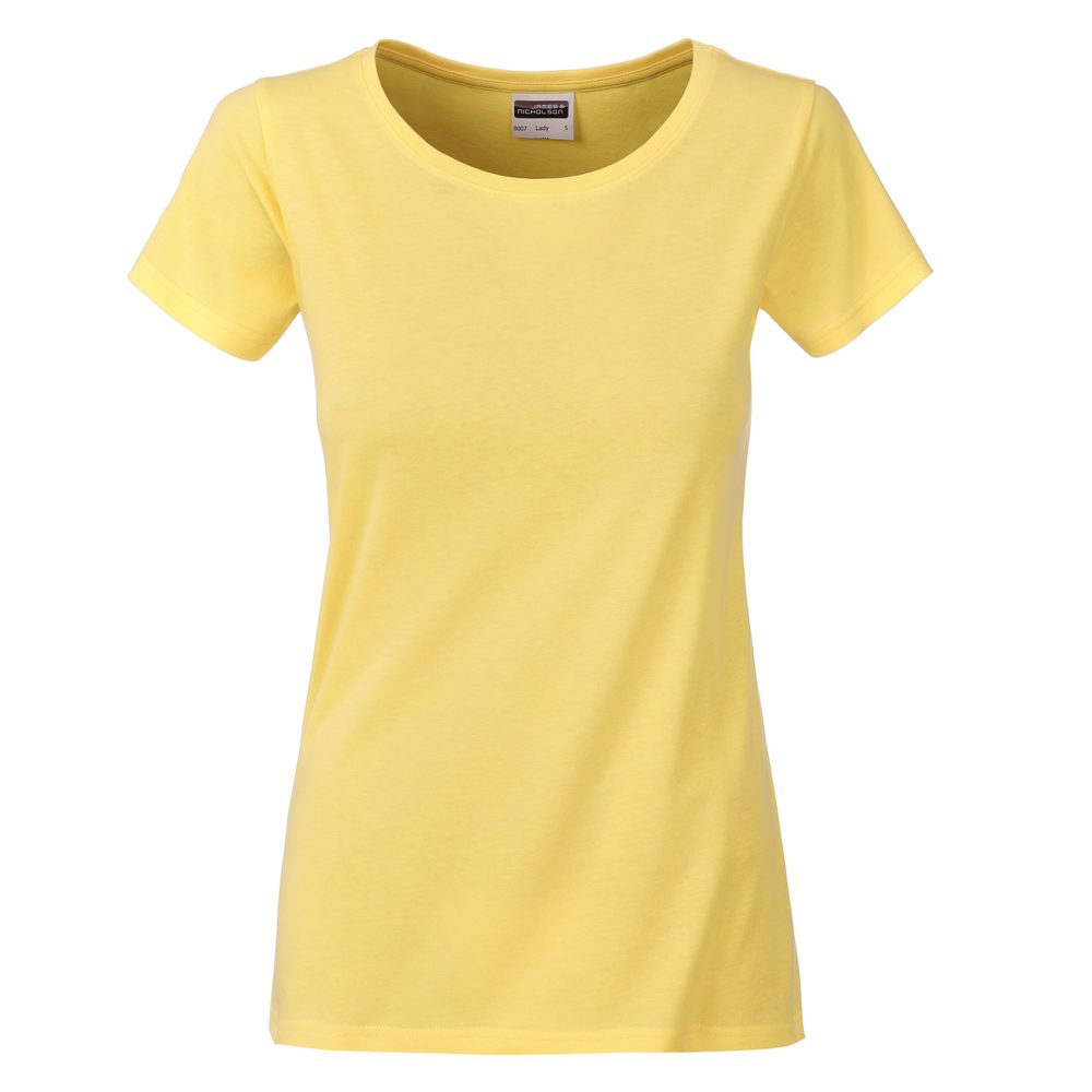 James & Nicholson Klasické dámské tričko z biobavlny 8007 - Světle žlutá | XL