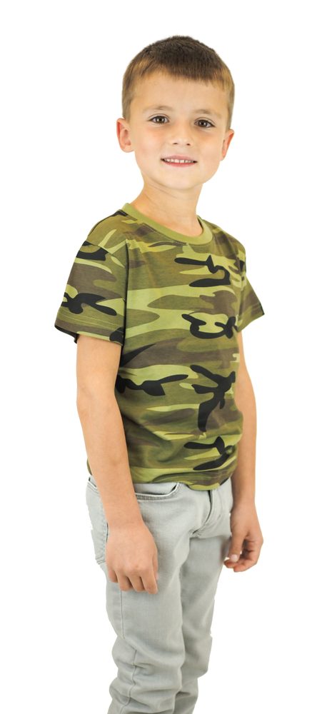 MALFINI Detské maskáčové tričko Camouflage - Maskáčová petrolejová | 122 cm (6 rokov)