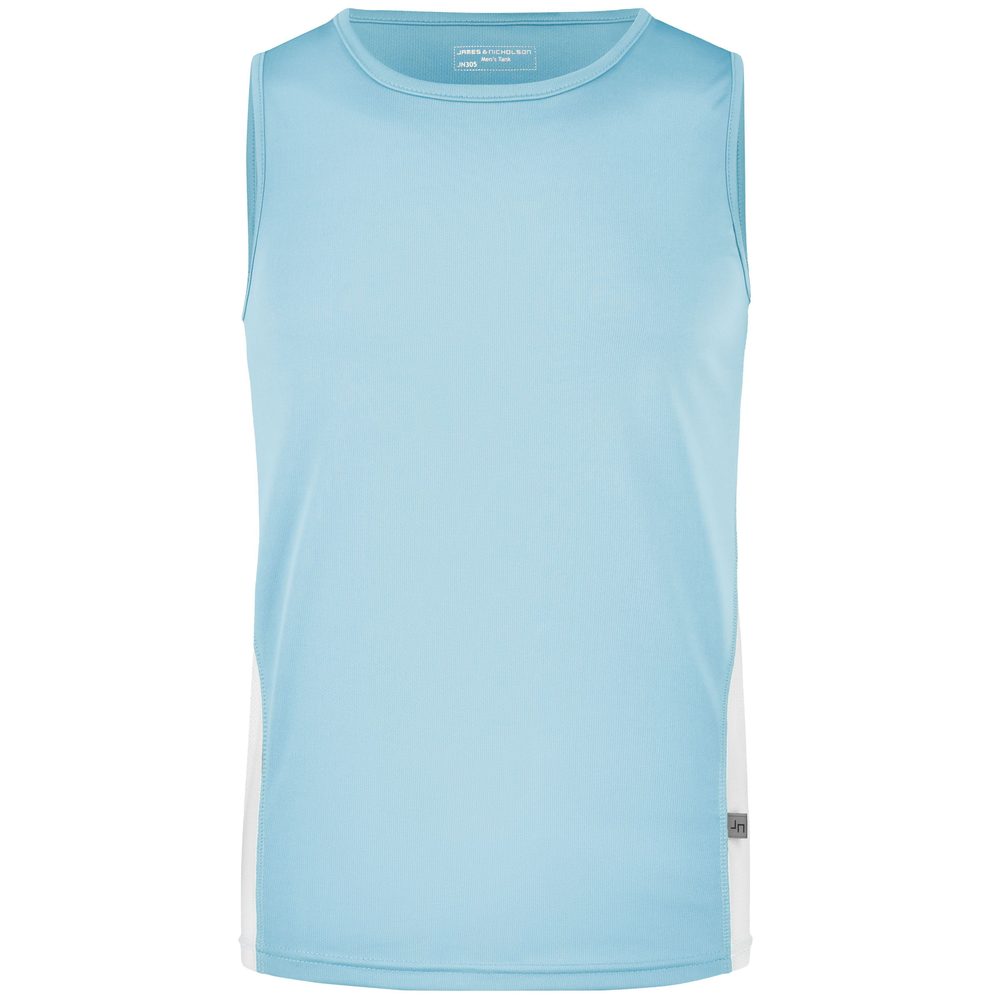 James & Nicholson Pánske športové tričko bez rukávov JN305 - Oceán / biela | M