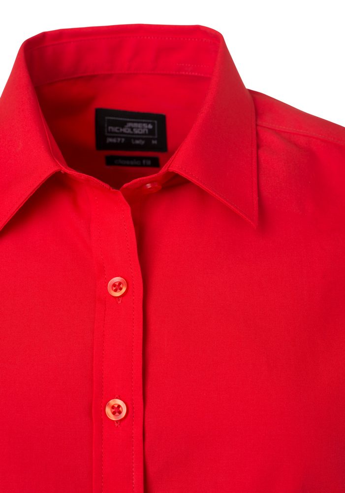 James & Nicholson Dámska košeľa s dlhým rukávom JN677 - Červená | XXL