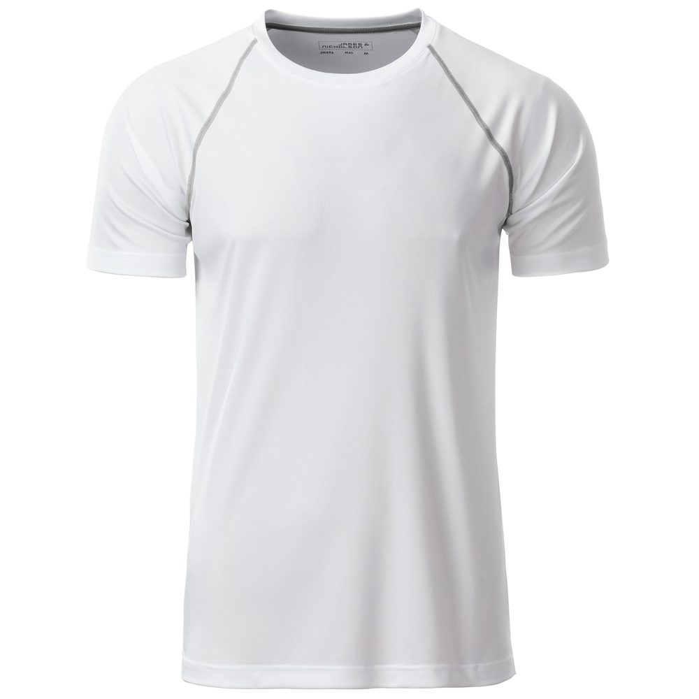 James & Nicholson Pánske funkčné tričko JN496 - Bílá / stříbrná | M