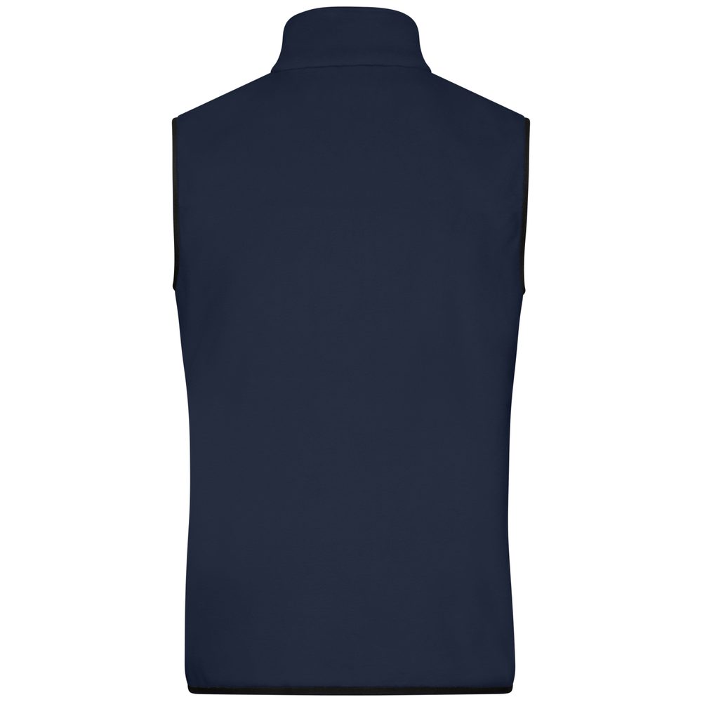 James & Nicholson Pánská fleecová vesta JN1310 - Tmavě modrá / černá | XXL