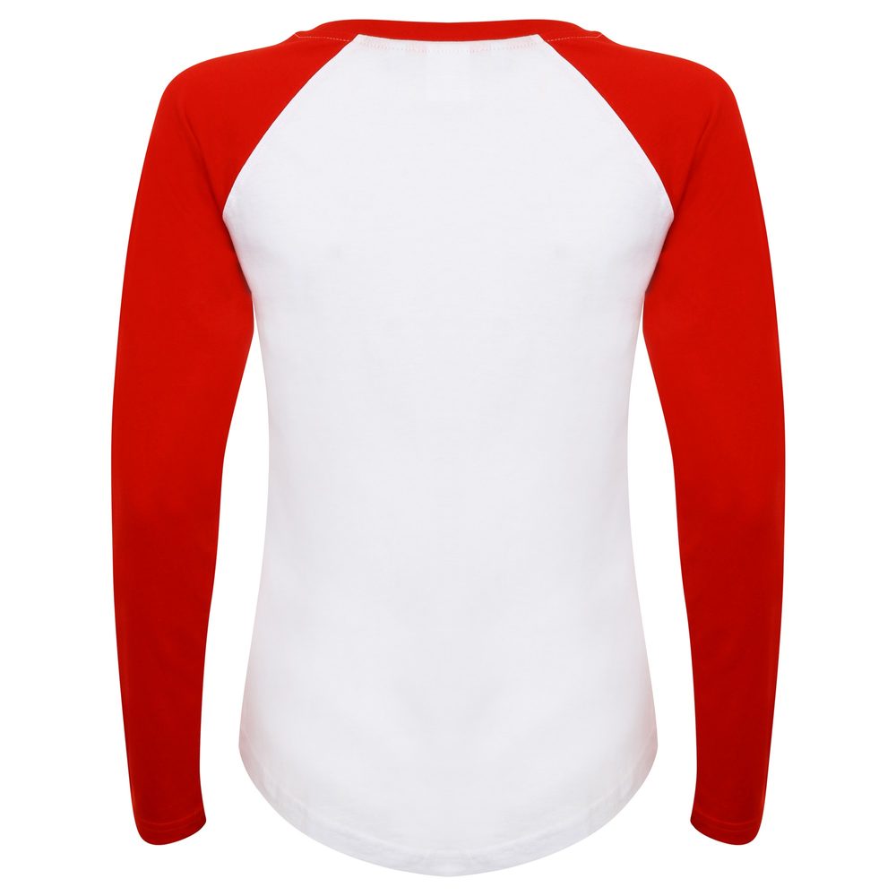 SF (Skinnifit) Dámske dvojfarebné tričko s dlhým rukávom - Biela / červená | S