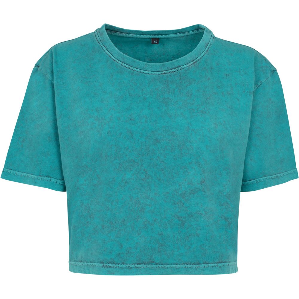 Obrázok Build Your Brand Dámske crop top tričko Acid Washed - Teal / černá | XS