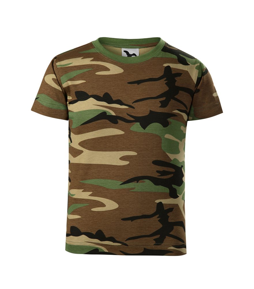 MALFINI Detské maskáčové tričko Camouflage - Maskáčová hnedá | 134 cm (8 rokov)