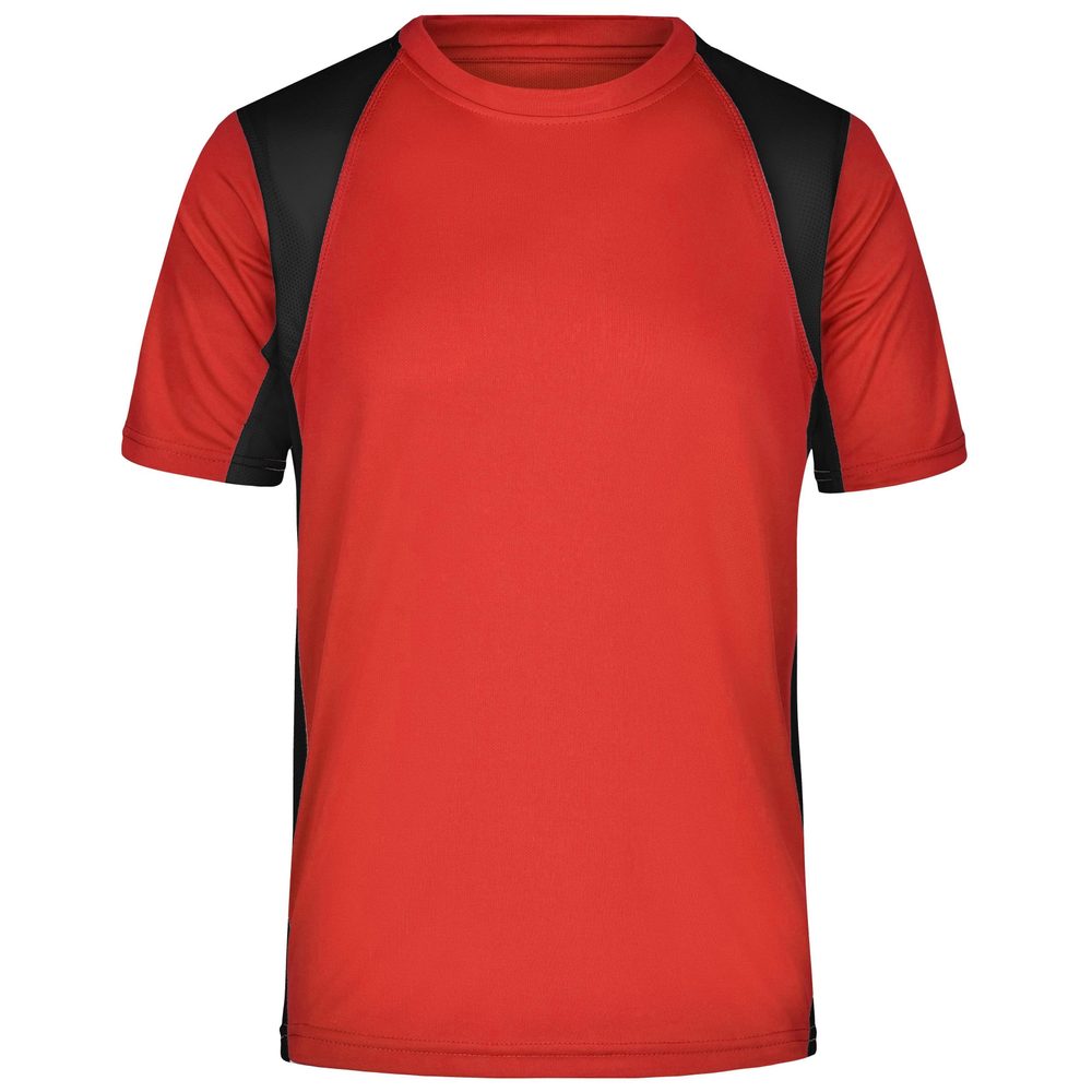 James & Nicholson Pánske športové tričko s krátkym rukávom JN306 - Červená / černá | XXXL