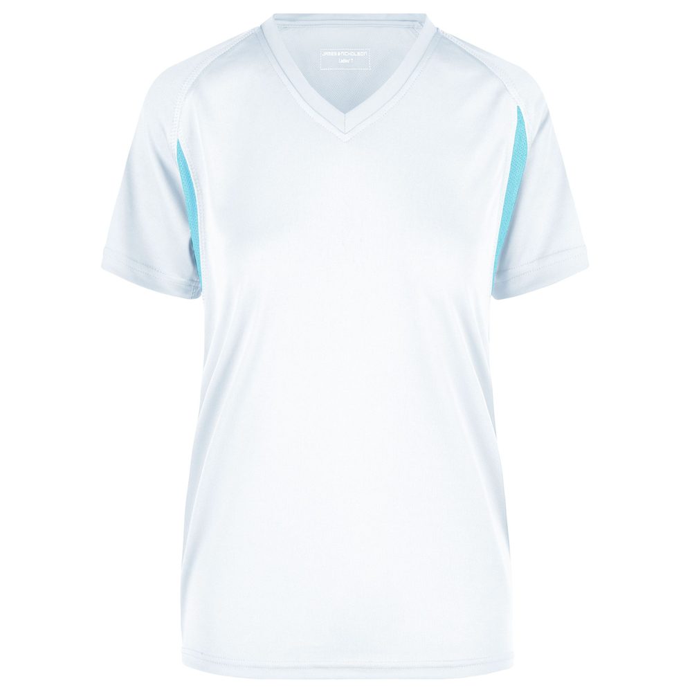 James & Nicholson Dámske športové tričko s krátkym rukávom JN316 - Biela / kráľovská modrá | L