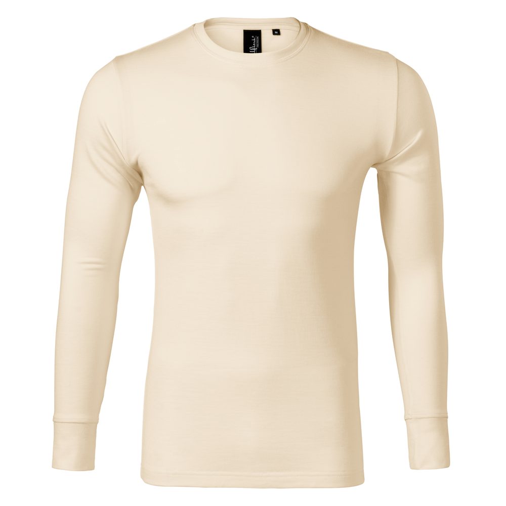 MALFINI Pánské tričko s dlouhým rukávem Merino Rise LS - Mandlová | XL