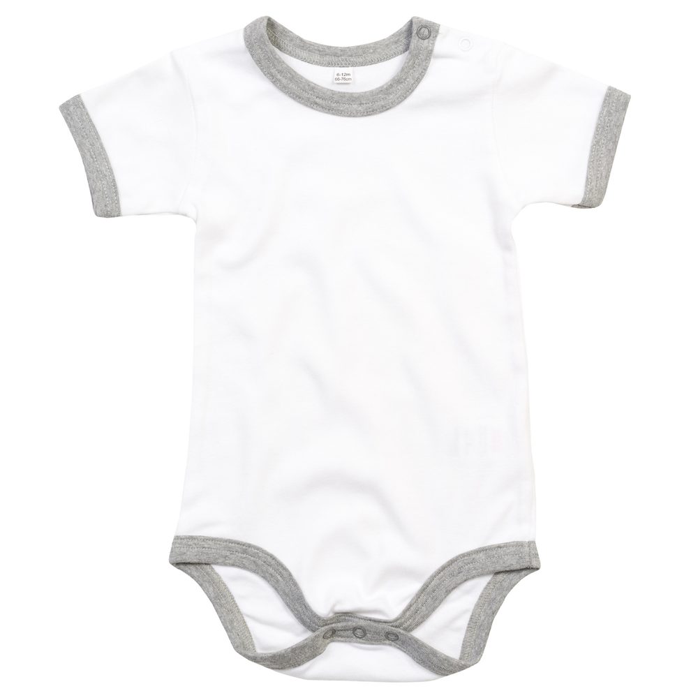 Babybugz Dvojfarebné detské body s krátkym rukávom - Biela / čierna | 12-18 mesiacov