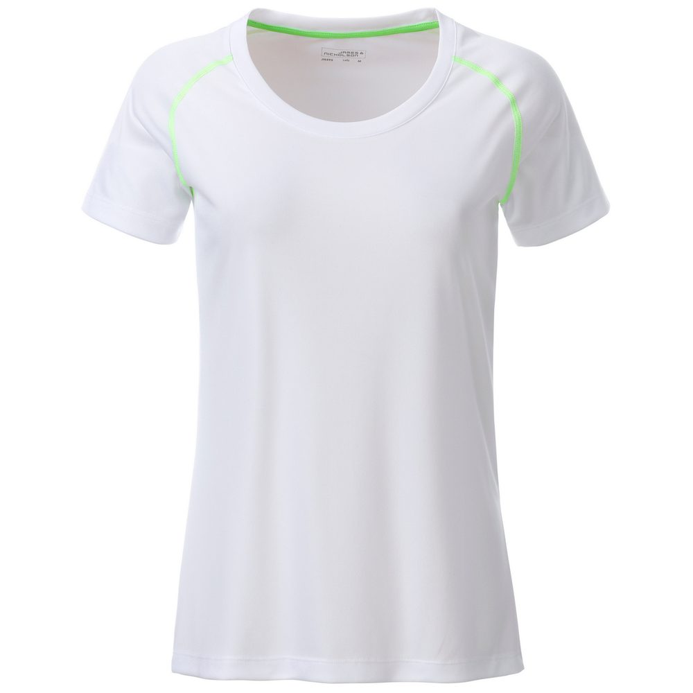James & Nicholson Dámske funkčné tričko JN495 - Bielo-žiarivo zelená | XS