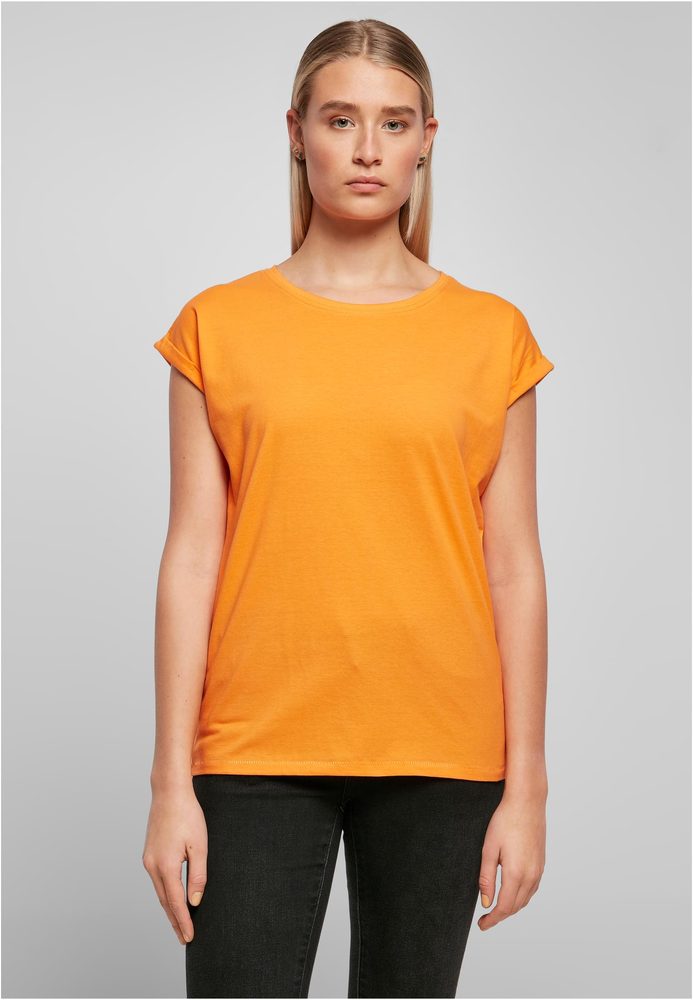 Build Your Brand Volné dámské tričko s ohrnutými rukávy - Růžová | XS