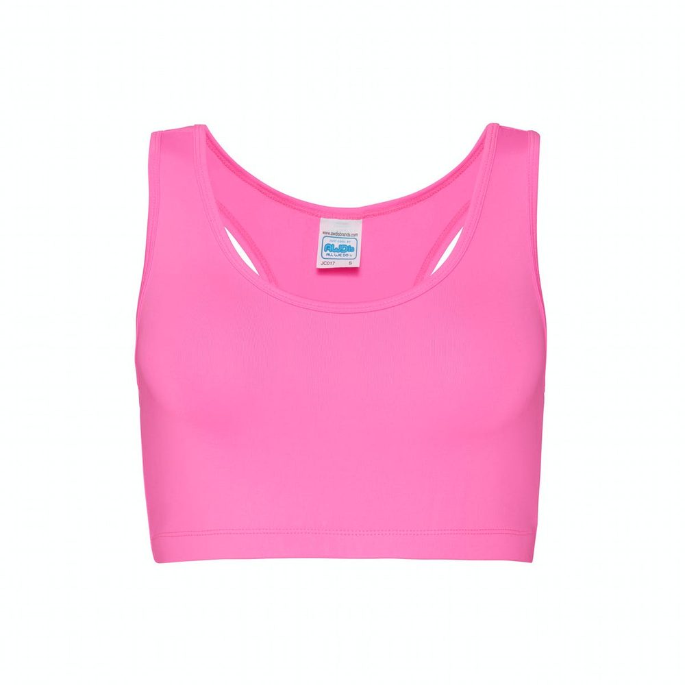 Just Cool Dámský sportovní crop top - Jasně růžová | L