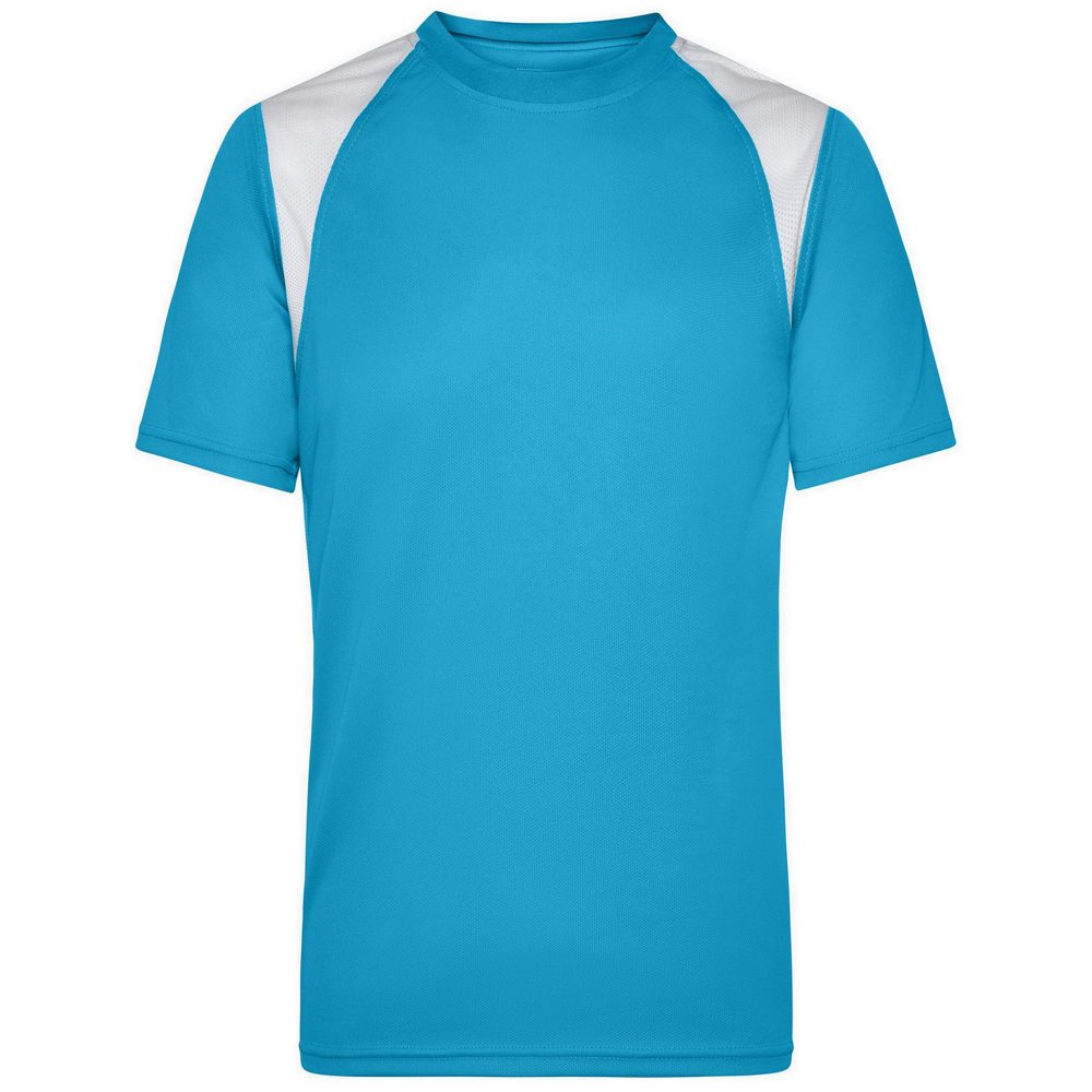 James & Nicholson Pánske bežecké tričko s krátkym rukávom JN397 - Tyrkysová / biela | XL