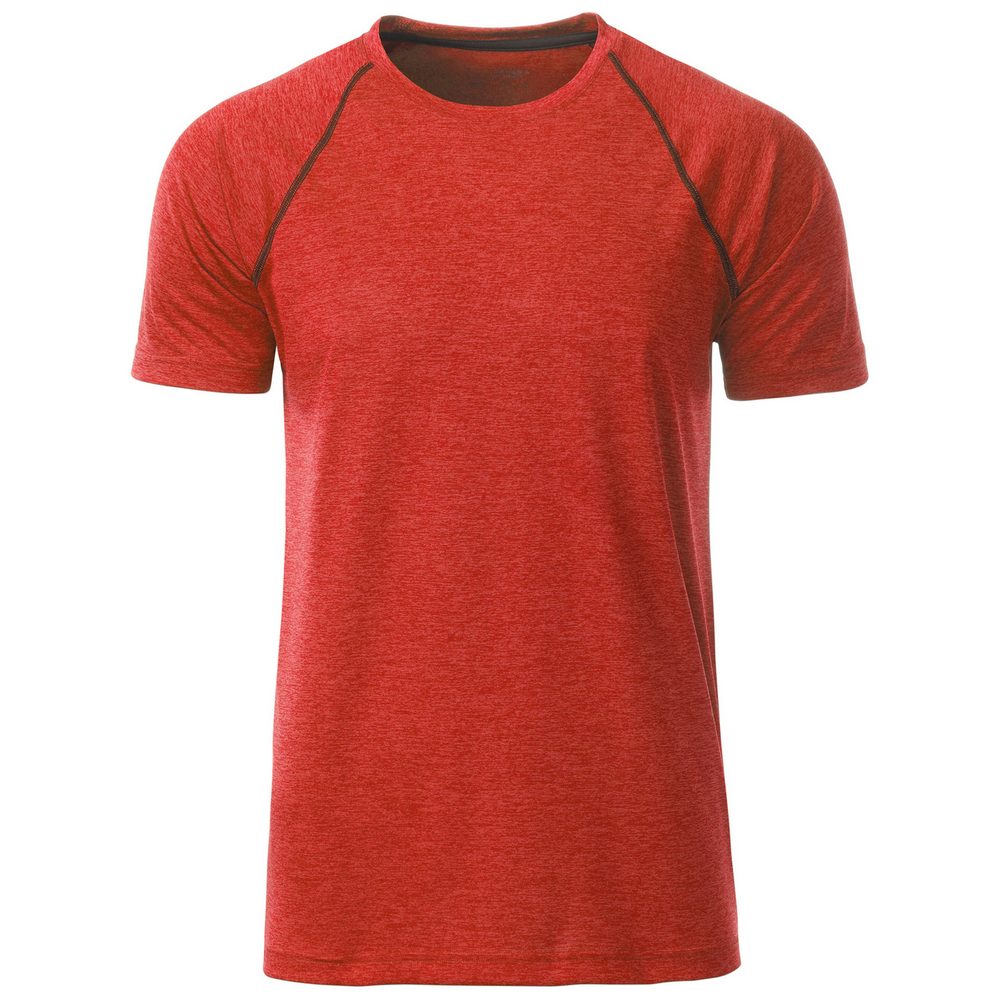 James & Nicholson Pánské funkční tričko JN496 - Červený melír / titanová | S
