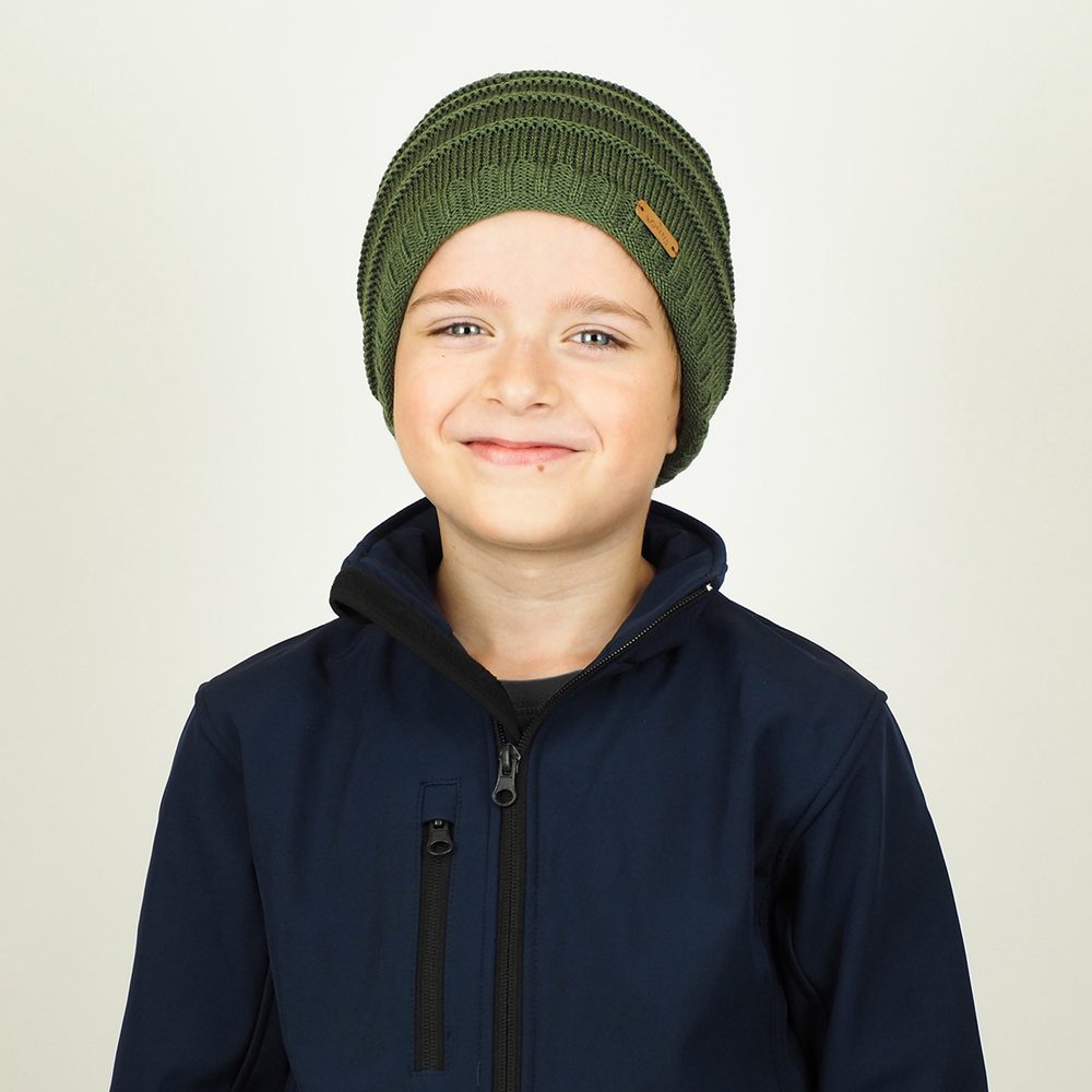 Bontis Detská čiapka s vypleteným pruhovaným vzorom - Kráľovská modrá | uni detská