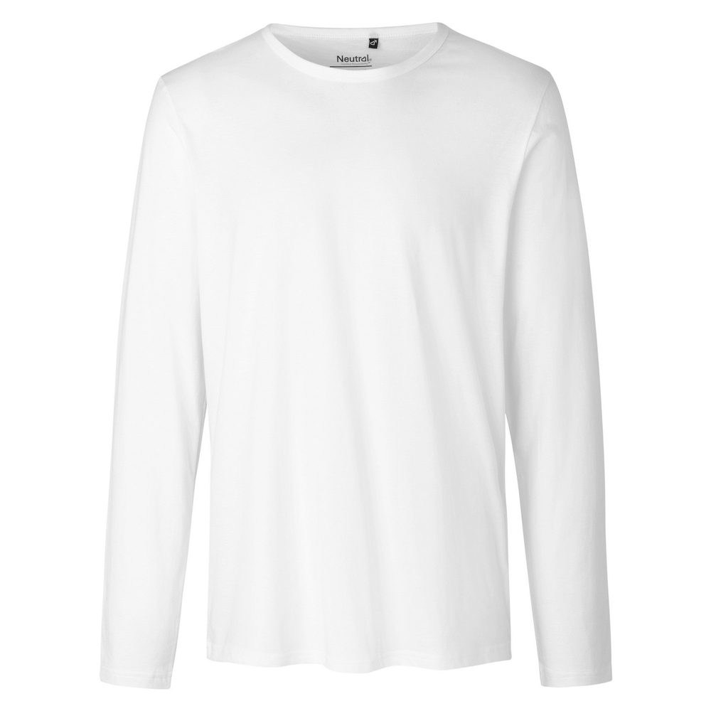 Neutral Pánské tričko s dlouhým rukávem z organické Fairtrade bavlny - Bílá | S