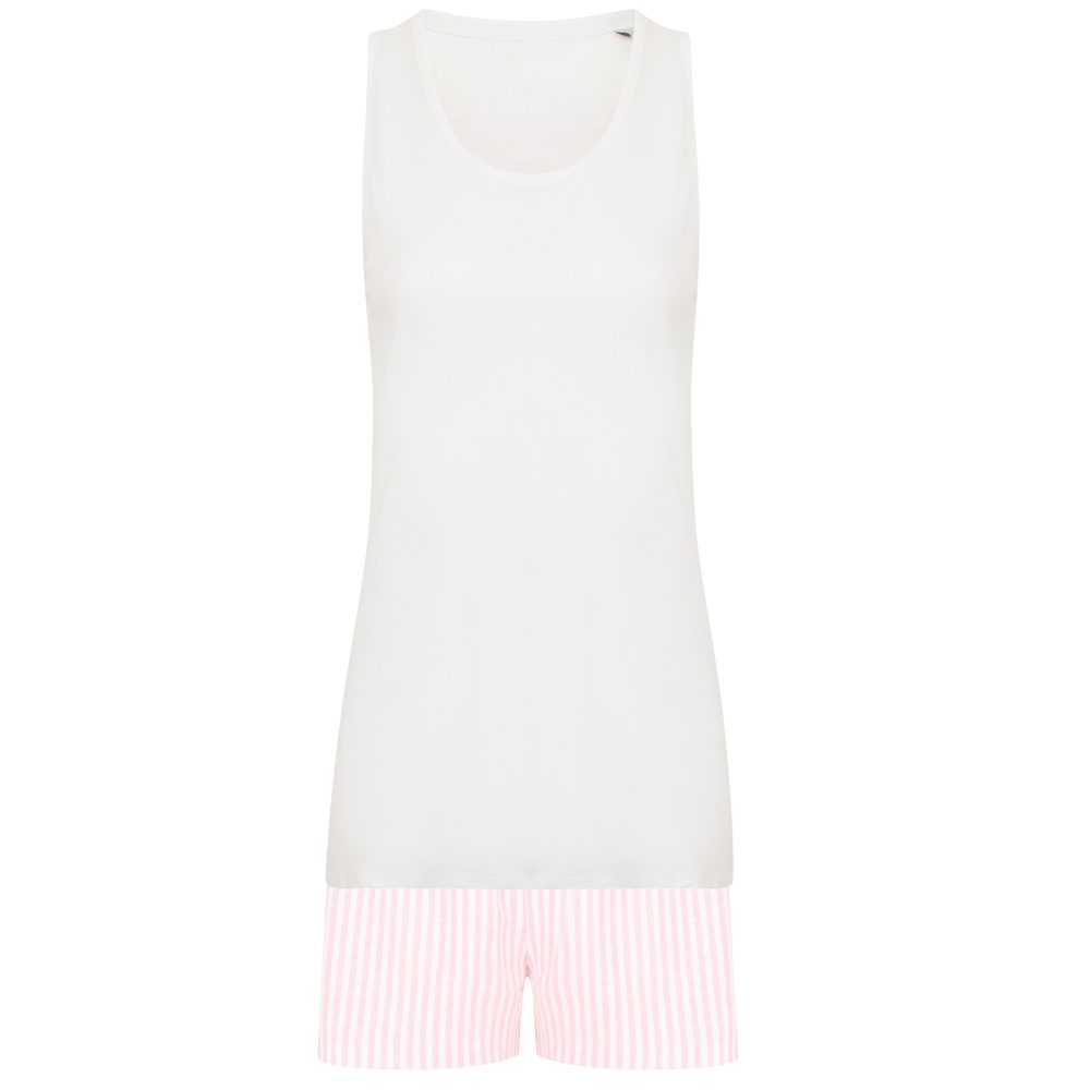 Towel City Dámské krátké pyžamo v setu - Bílá / růžová | S
