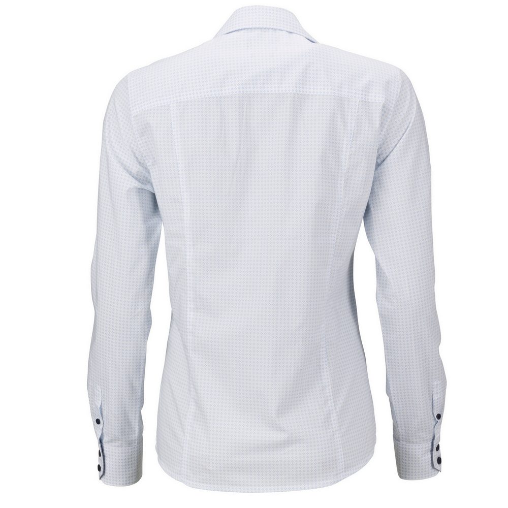James & Nicholson Dámska luxusná košeľa Dots JN673 - Biela / svetlomodrá | L