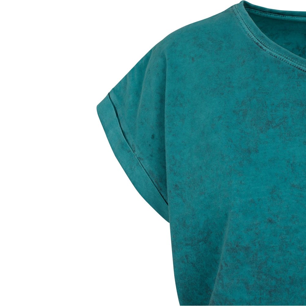 Build Your Brand Ležérní dámské tričko Acid Washed - Teal / černá | XS