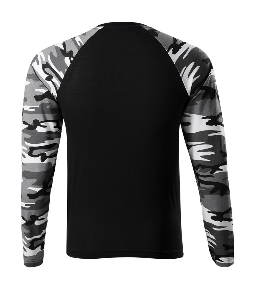 MALFINI Maskáčové tričko s dlhým rukávom Camouflage LS - Maskáčová zelená | XL