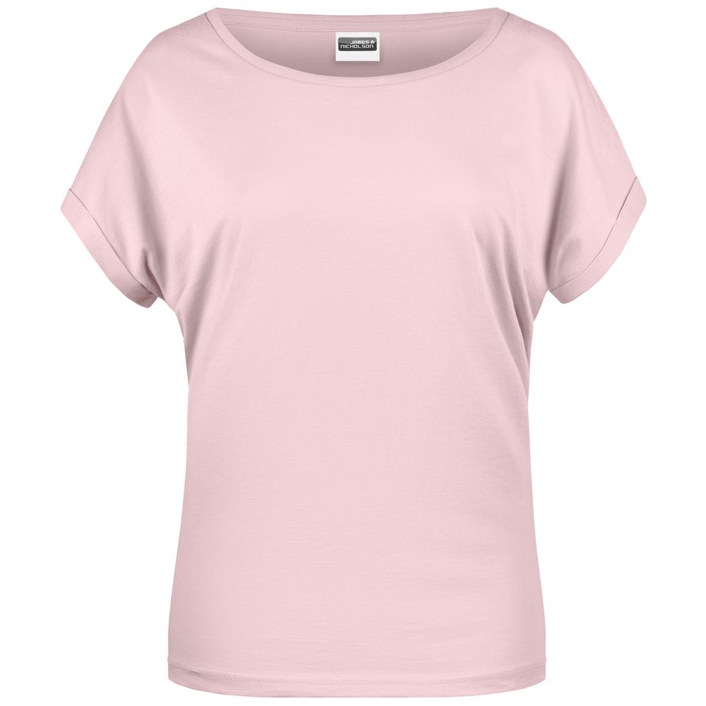 James & Nicholson Dámské ležérní tričko z biobavlny 8005 - Jemně růžová | L