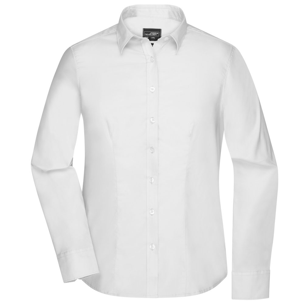 James & Nicholson Dámská košile s dlouhým rukávem JN681 - Bílá | XXL