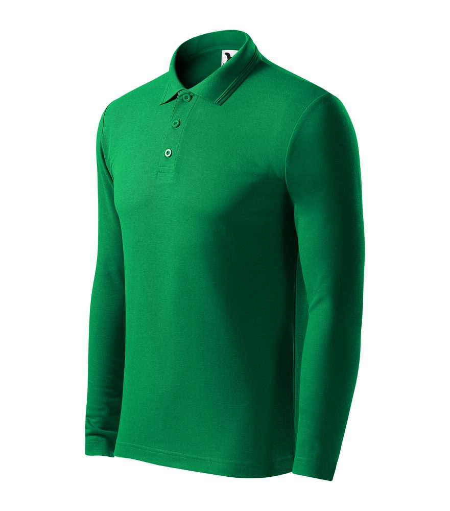 MALFINI Pánská polokošile s dlouhým rukávem Pique Polo LS - Lahvově zelená | M