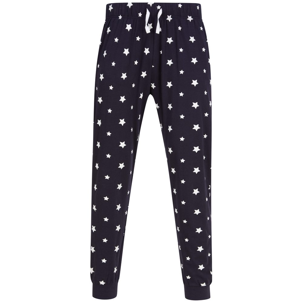 SF (Skinnifit) Pánske vzorované pyžamové nohavice - Tmavomodrá / biela | XS