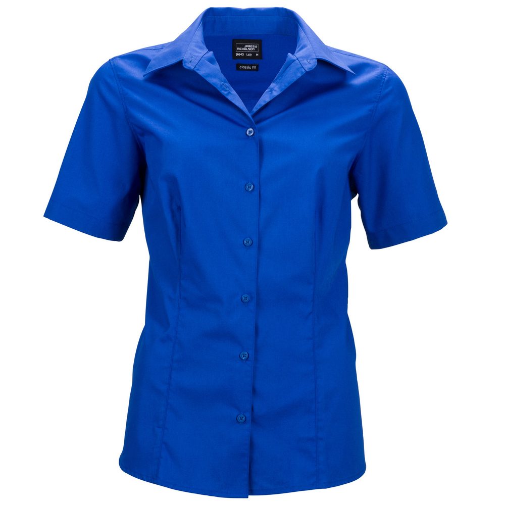 James & Nicholson Dámská košile s krátkým rukávem JN643 - Královská modrá | L