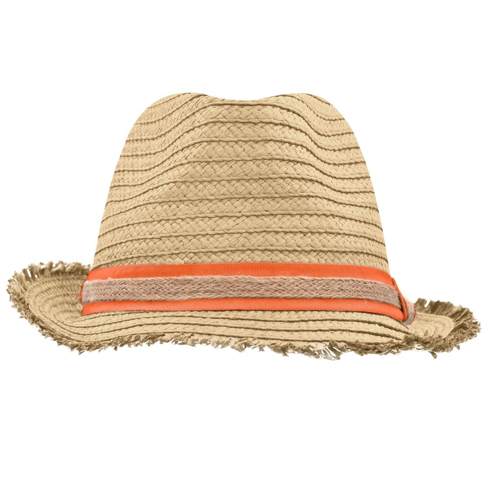 Levně Myrtle Beach Letní slaměný klobouk MB6703lámová / oranžová