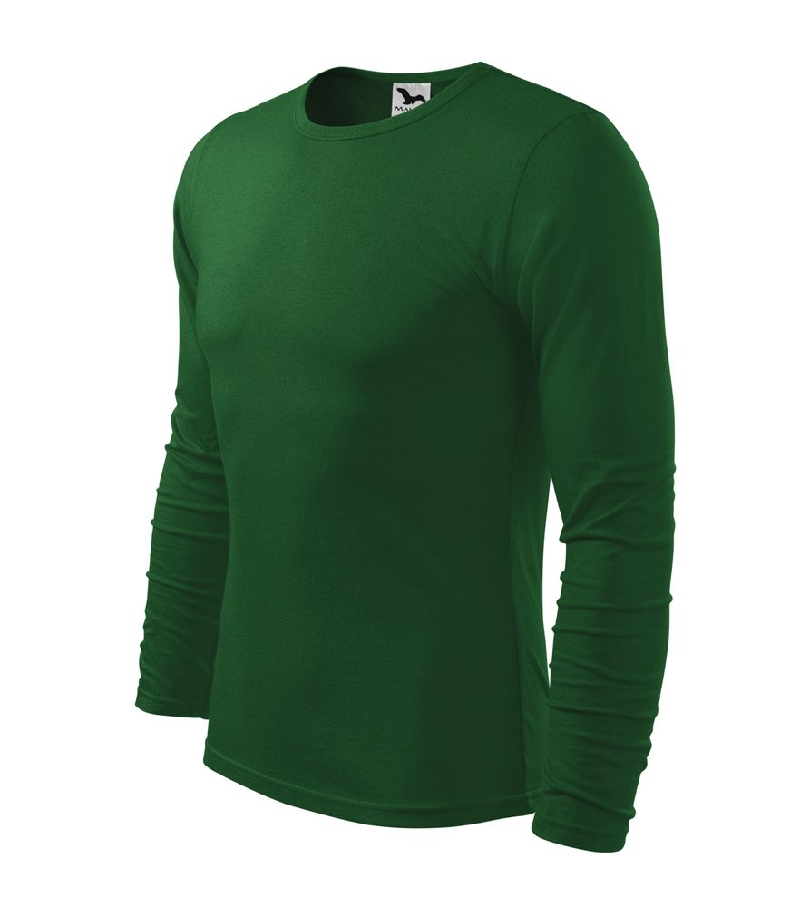 MALFINI Pánské tričko s dlouhým rukávem Fit-T Long Sleeve - Středně zelená | S