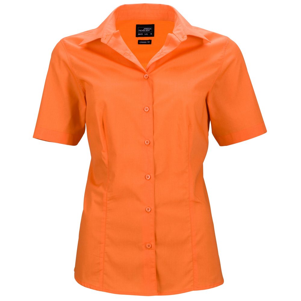 James & Nicholson Dámska košeľa s krátkym rukávom JN643 - Oranžová | XXL
