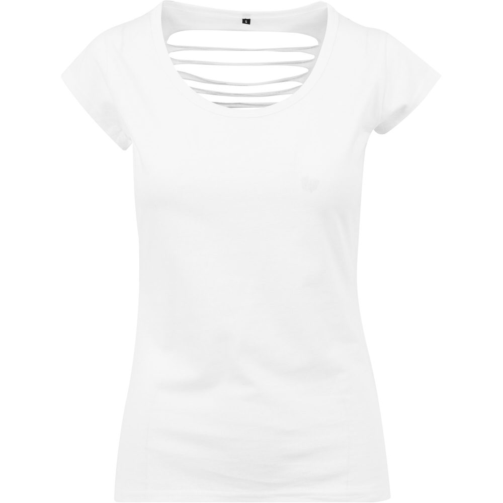 Build Your Brand Dámské tričko s odhalenými zády - Bílá | XL