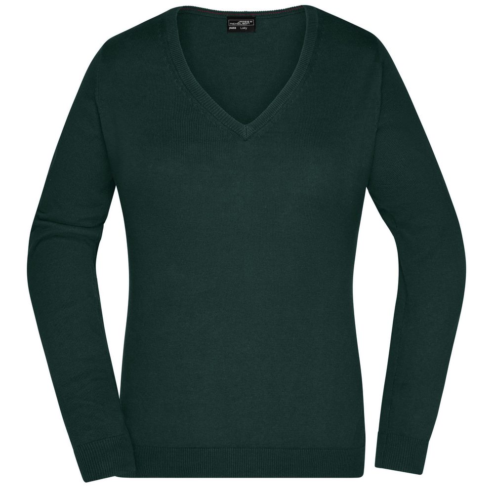 James & Nicholson Dámský bavlněný svetr JN658 - Lesní zelená | XL