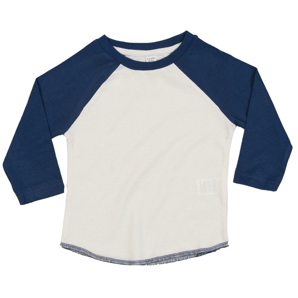 E-shop Babybugz Dvojfarebné dojčenské tričko s dlhým rukávom # Biela / tmavomodrá # 12-18 mesiacov