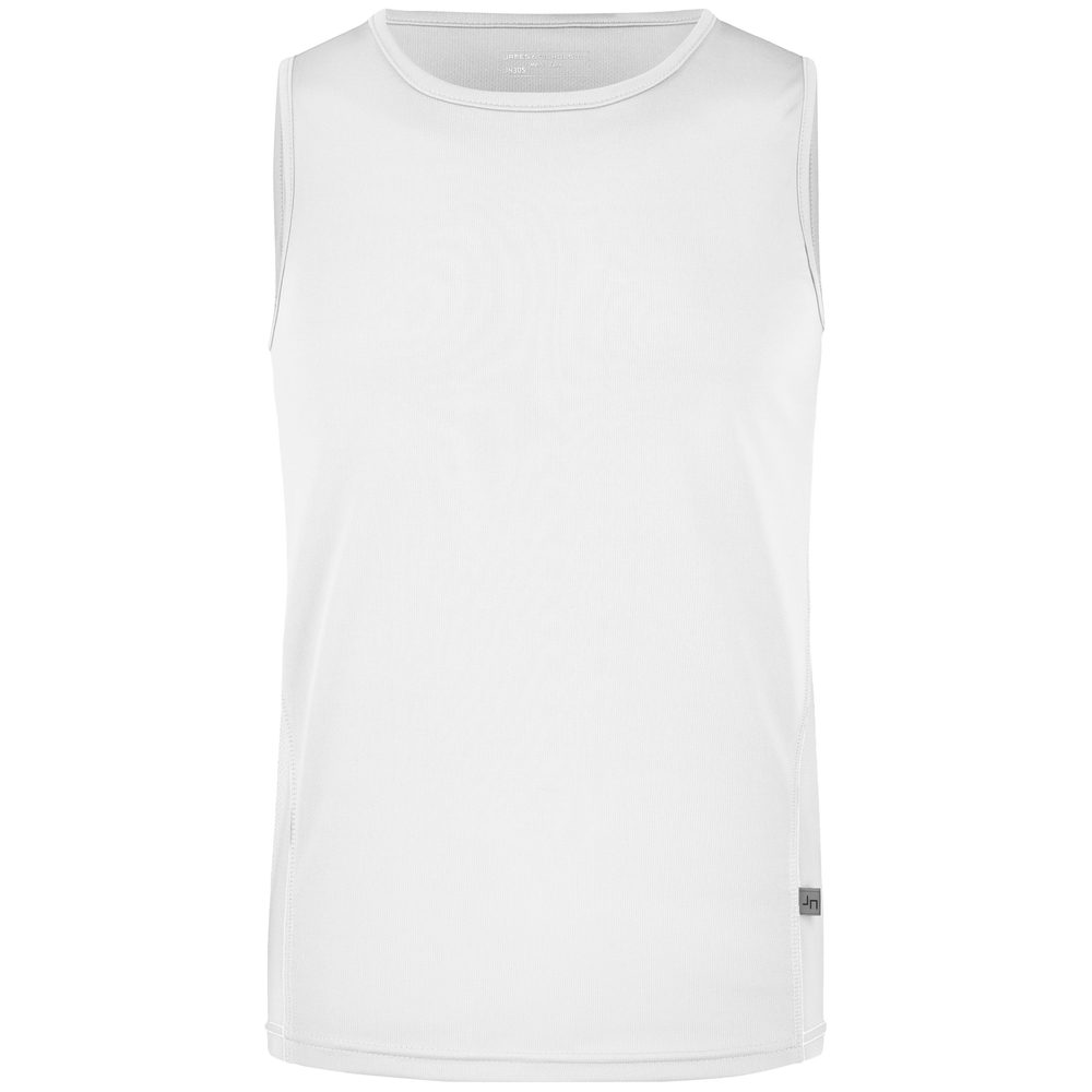 James & Nicholson Pánske športové tričko bez rukávov JN305 - Biela / biela | XXL