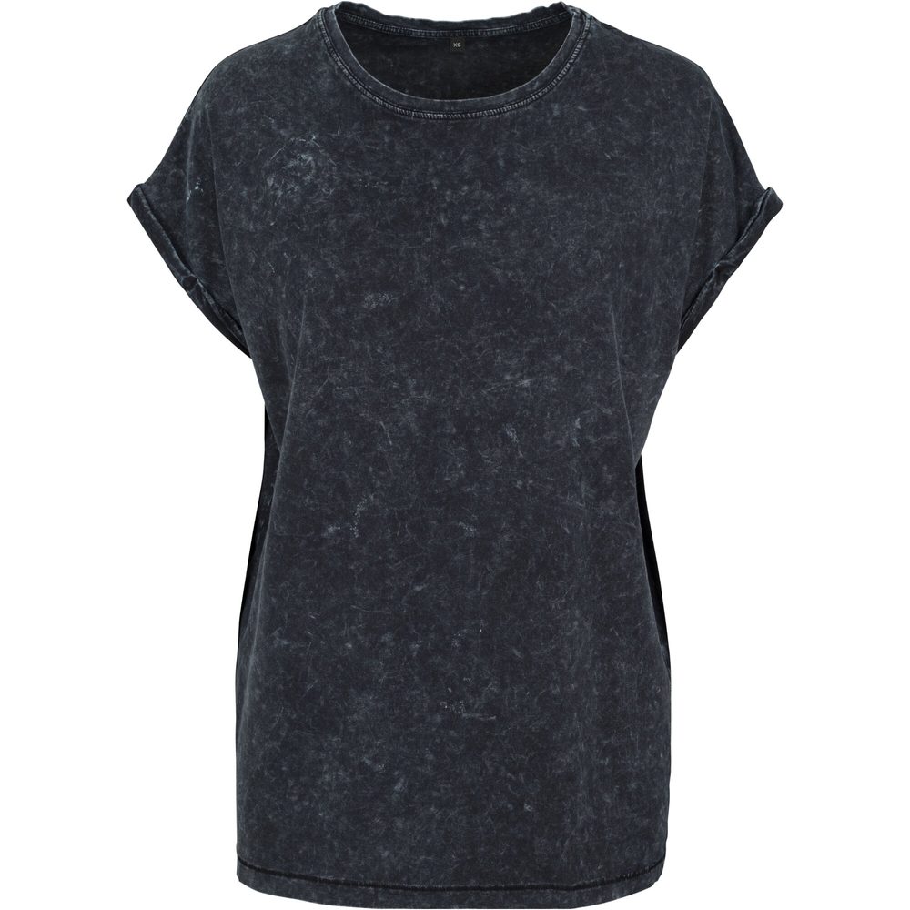 Build Your Brand Ležérní dámské tričko Acid Washed - Černá | XL