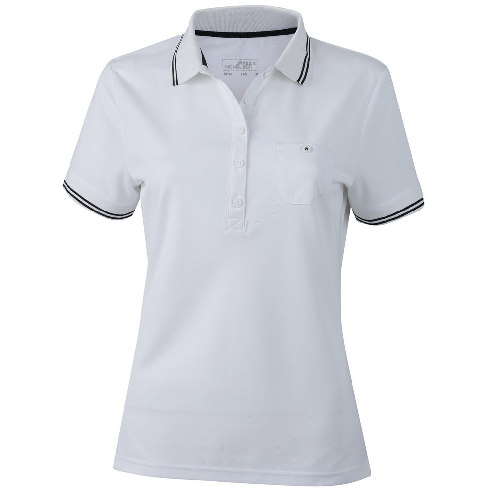 James & Nicholson Dámská sportovní polokošile JN701 - Bílá / černá | XL