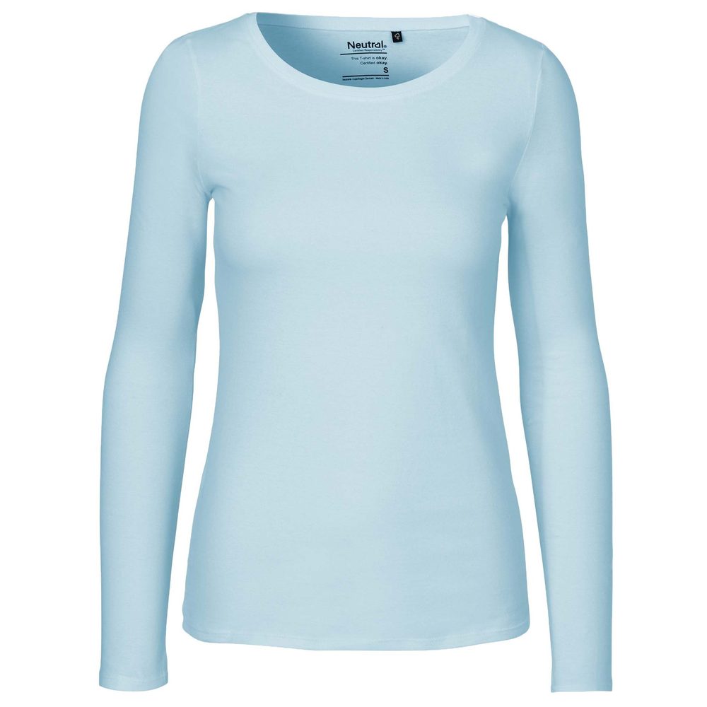 Neutral Dámské tričko s dlouhým rukávem z organické Fairtrade bavlny - Světle modrá | XXL