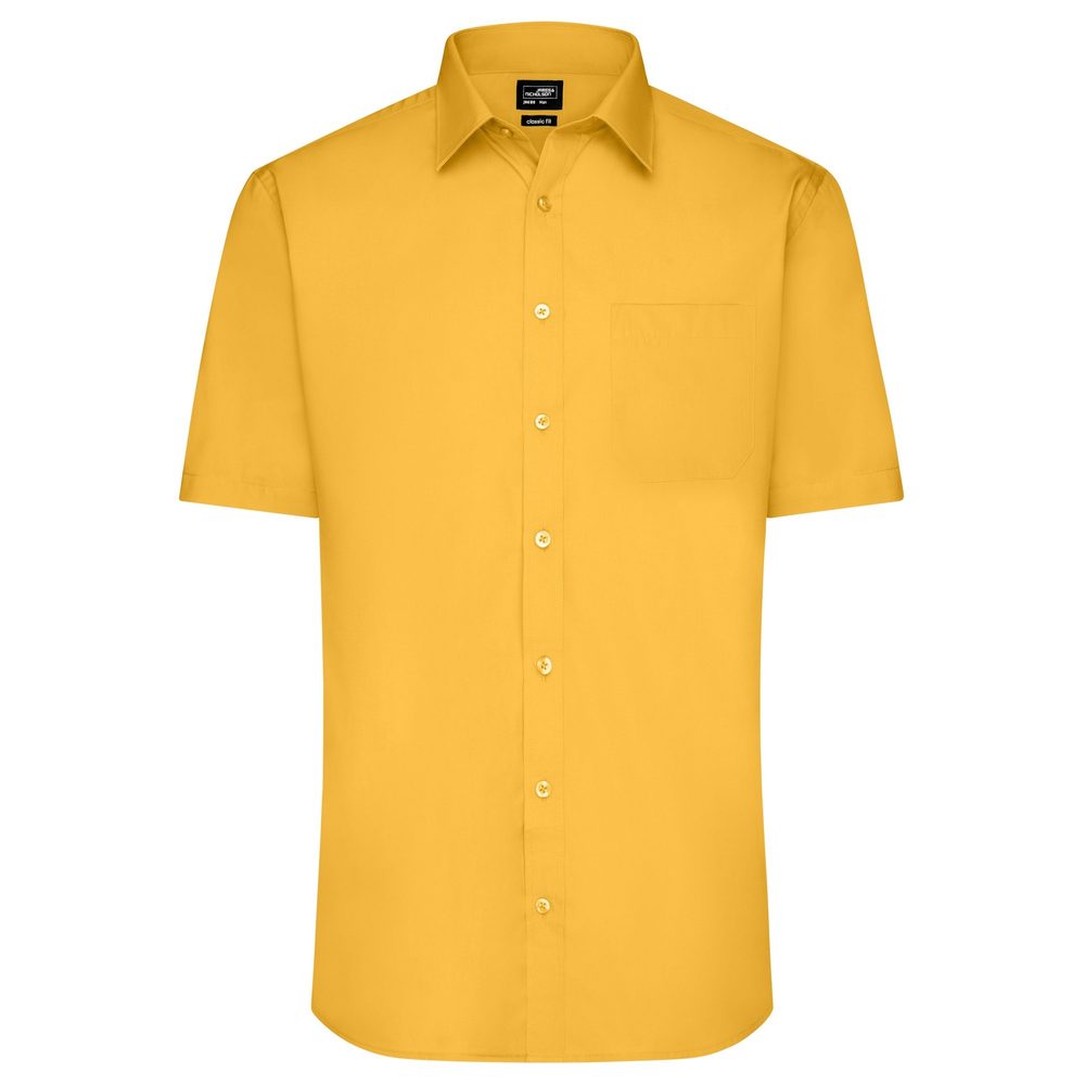 James & Nicholson Pánska košeľa s krátkym rukávom JN680 - Žltá | XXL