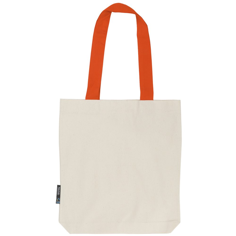 Neutral Nákupní taška s barevnými uchy z organické Fairtrade bavlny - Přírodní / oranžová