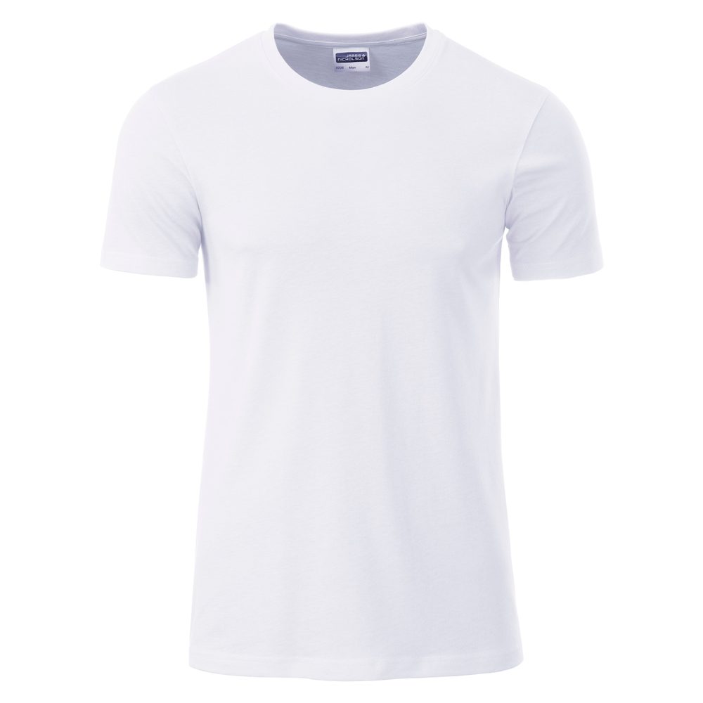 Levně James & Nicholson Klasické pánské tričko z biobavlny 8008 - Bílá