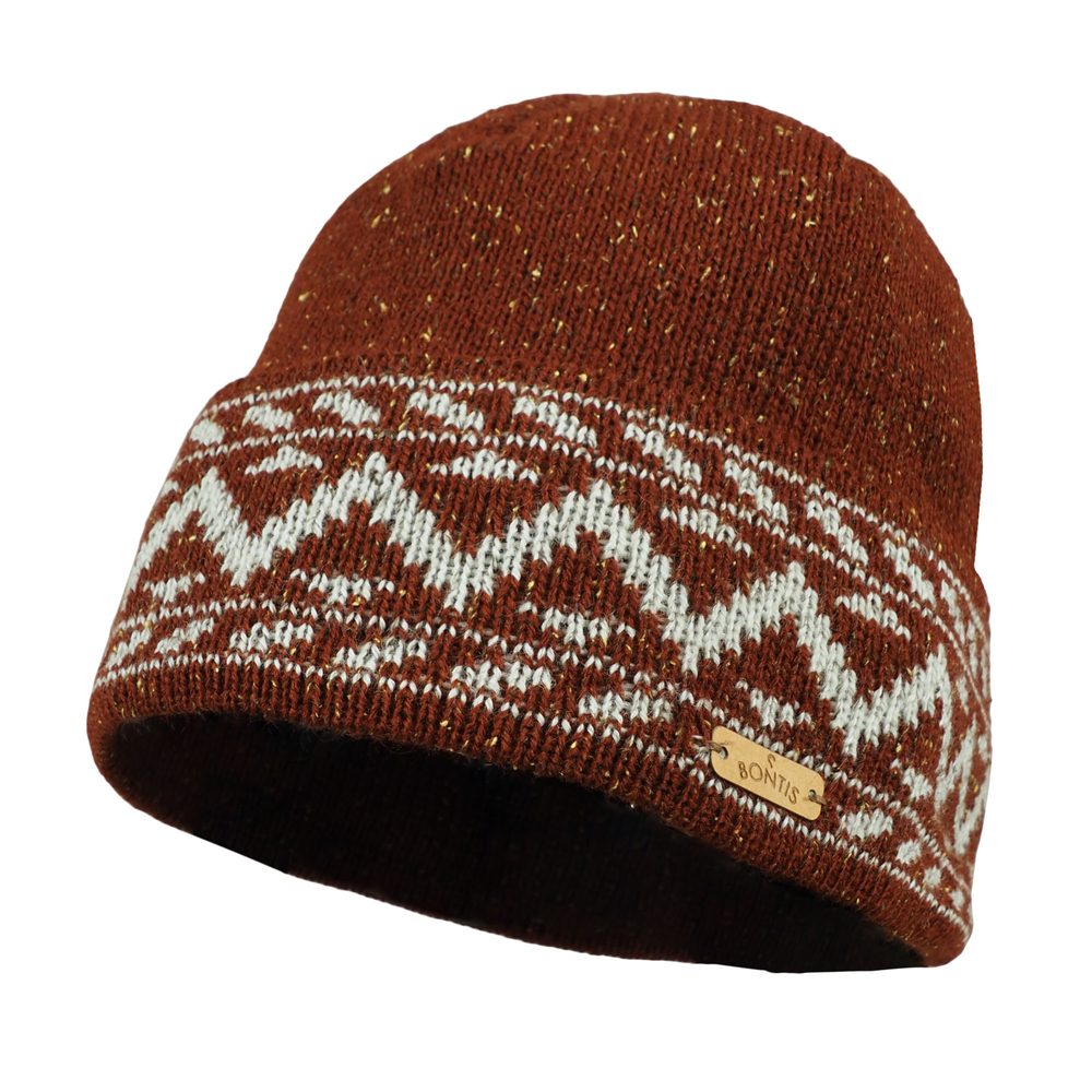 E-shop Bontis Merino čiapka s cikcakovým vzorom # Hrdzavá / béžová # uni