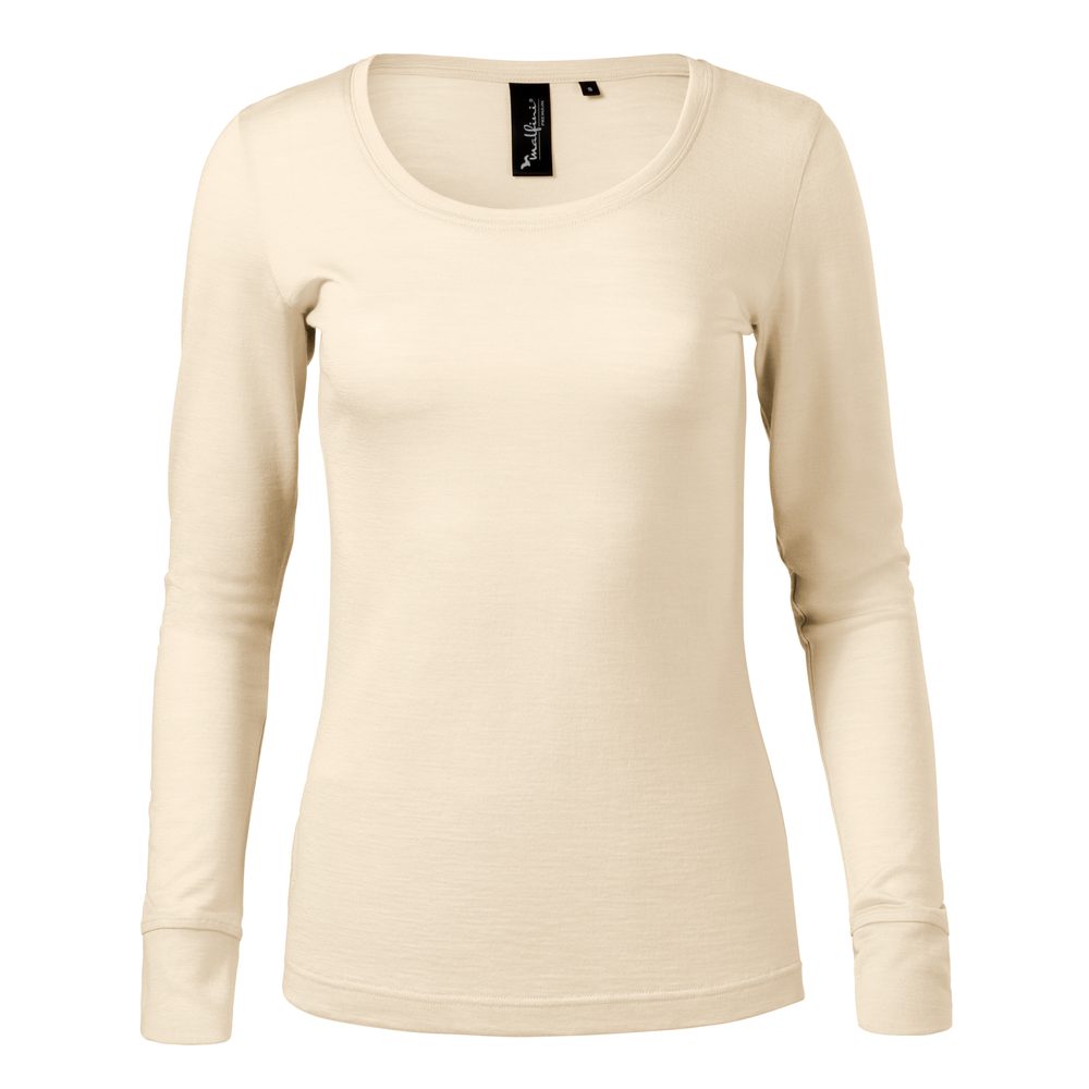 MALFINI Dámské tričko s dlouhým rukávem Merino Rise LS - Mandlová | XL